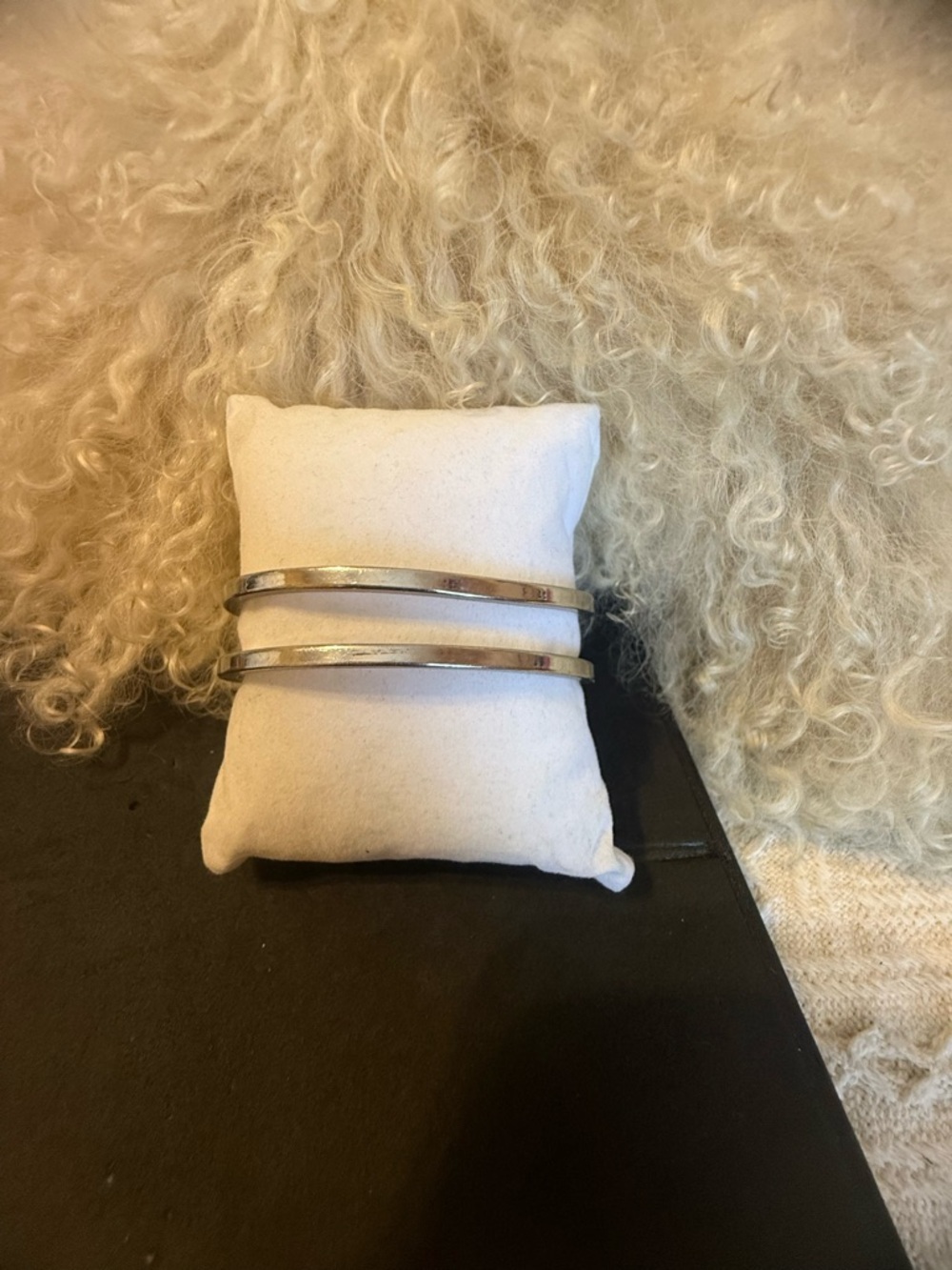 Silver Tone Double Bangle Bracelet